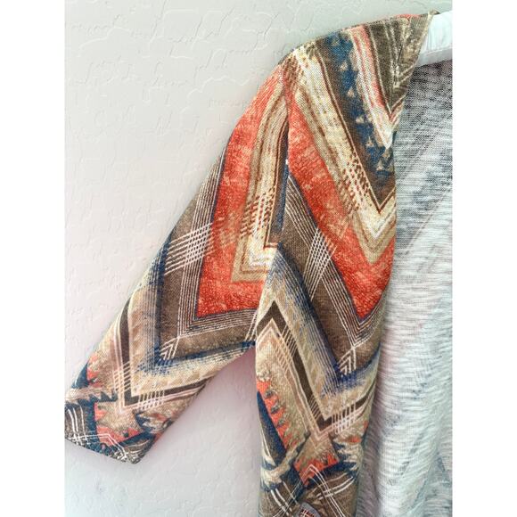 CHICO’S | Aztec Print Chevron Boho Lightweight Open Front Cardigan | Medium - Picture 3 of 7